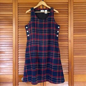 The Vermont Country Store Jumper Dress Womens Size Large Plaid Jumper Wool Blend